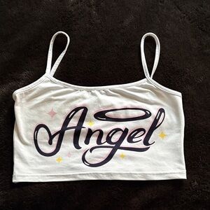 White Angel Graphic Crop Top